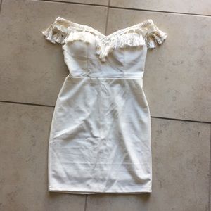 White Gravity Tassel Dress